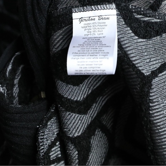 NWT Gershon Bram light coat art to wear abstract print wool blend textured black - Picture 4 of 11